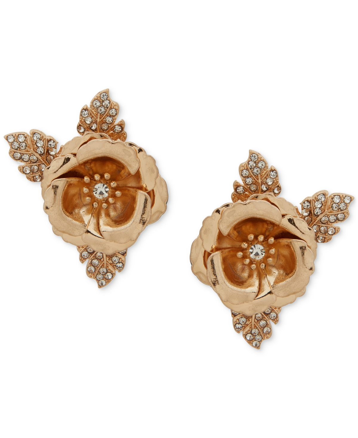 Lonna & Lilly Flower Stone Stud Earrings In White