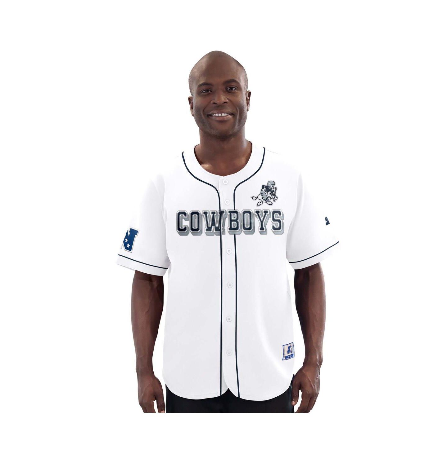 Мужской топ G-III Sports by Carl Banks White Dallas Cowboys Throwback Relay Baseball Jersey — фото 1