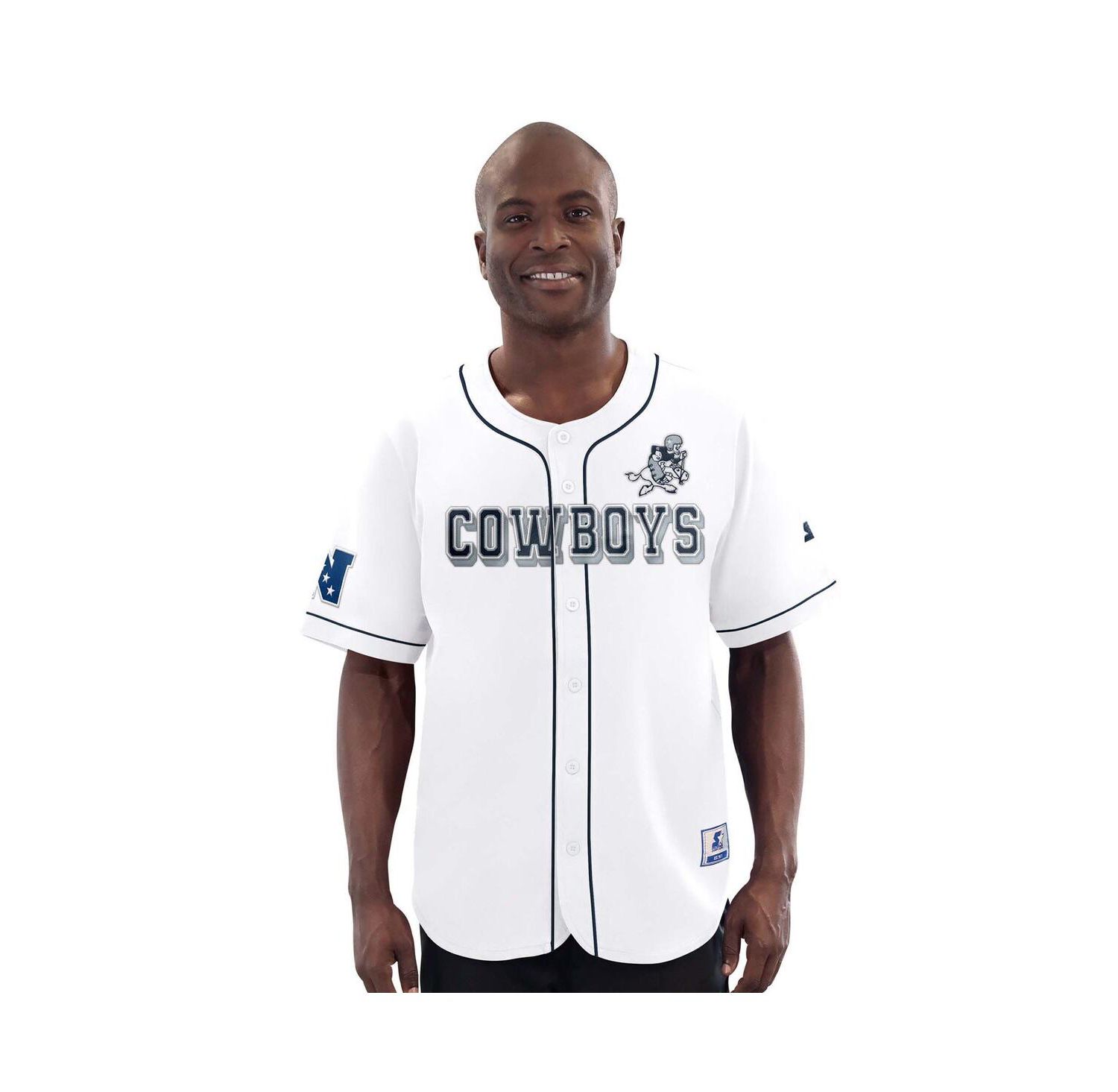 Men's White Dallas Cowboys Throwback Relay Baseball Jersey