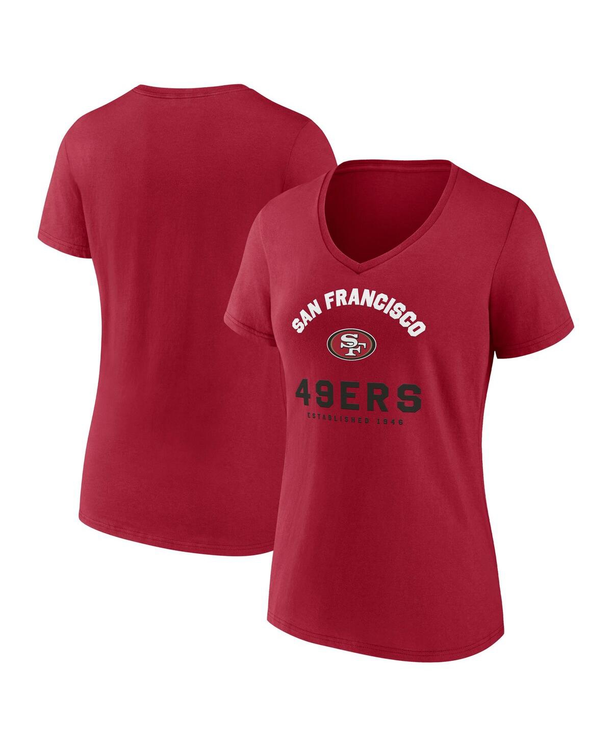 Women's Scarlet San Francisco 49ers Unrivaled V-Neck T-Shirt - Scarlet