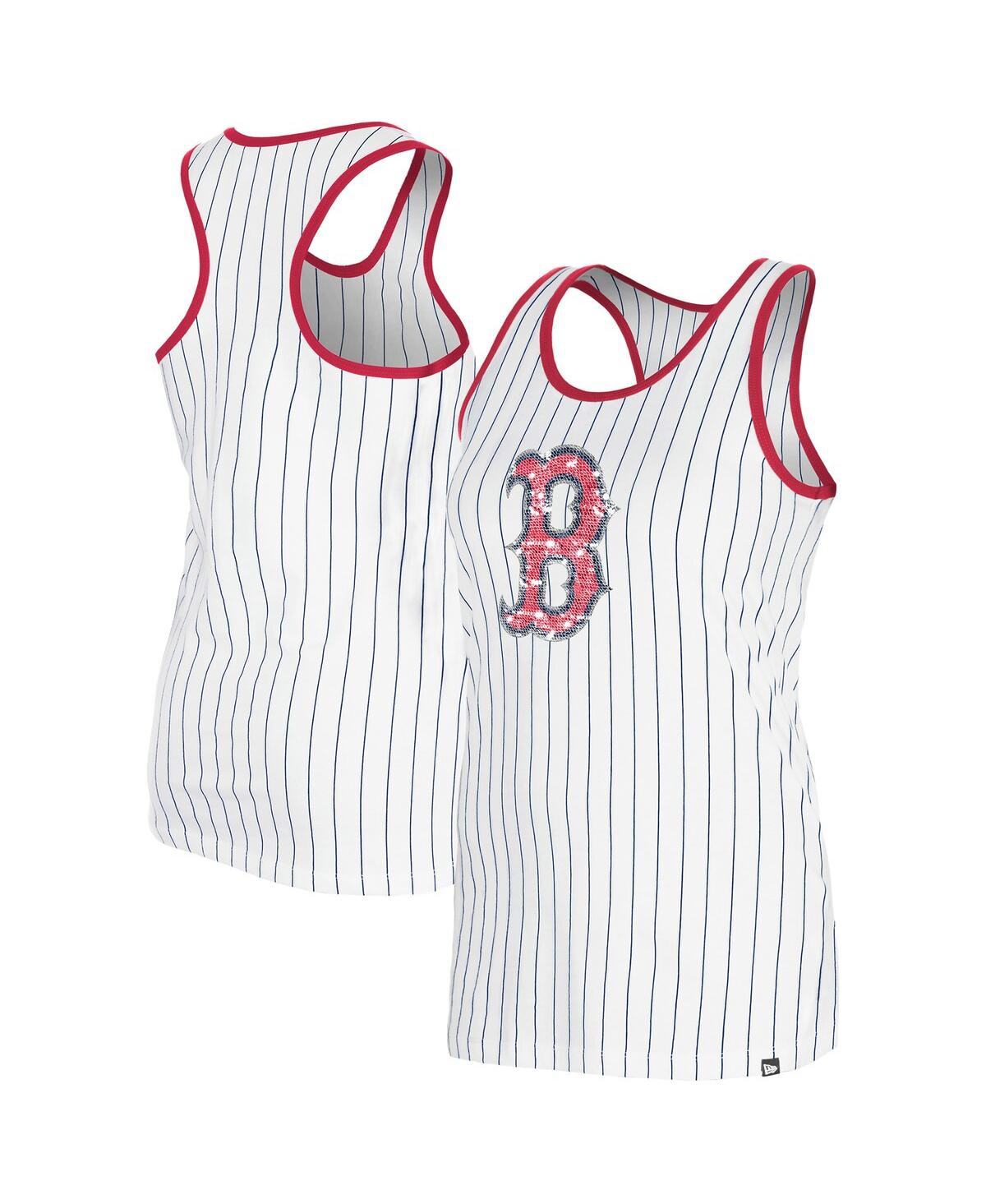 New Era Women's White Boston Red Sox Gameday Pinstripe Tank Top In White