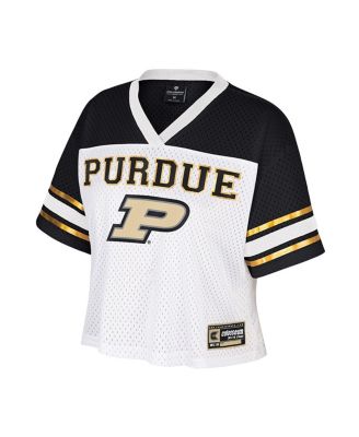 Women's White Purdue Boilermakers Treasure Cropped Football Jersey