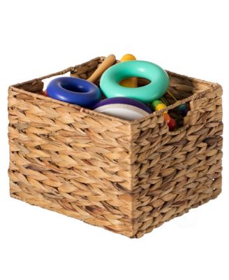 Natural Decorative Woven Water Hyacinth Storage Basket for The Playroom, Bedroom, and Living Room