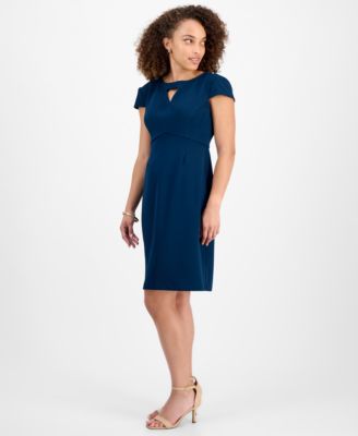 Petite Keyhole-Neck Short-Sleeve Dress