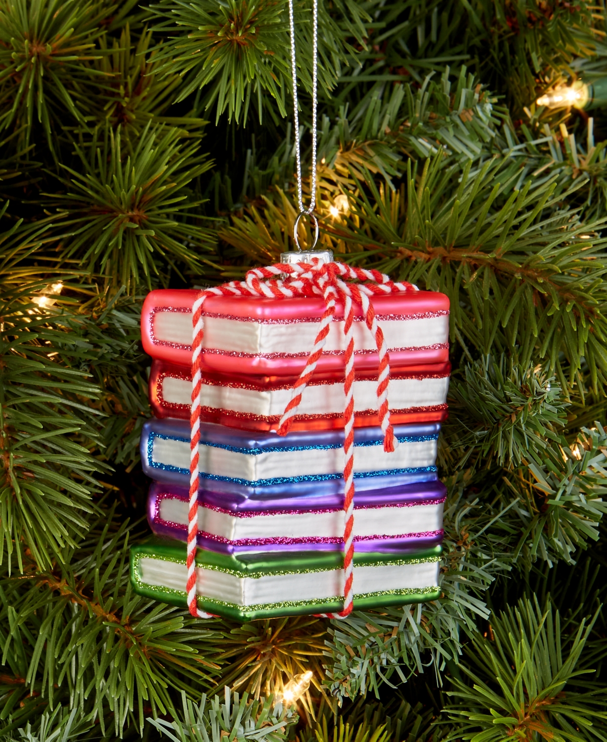 Holiday Lane Eclectic Charm Glass Book Stack Ornament, Macy's Exclusive In Multi