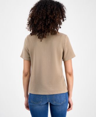 Petite Short-Sleeve Crewneck Cardigan, Macy's Exclusive