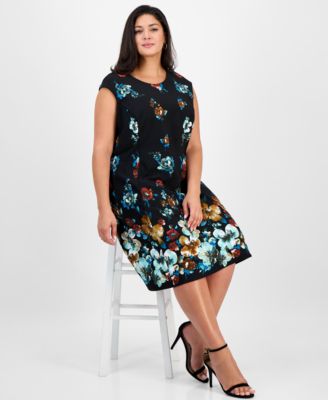 Plus Size Floral-Print Fit & Flare Dress