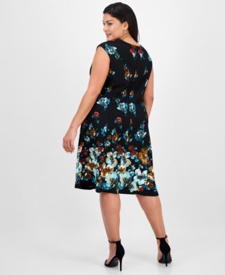 Plus Size Floral-Print Fit & Flare Dress