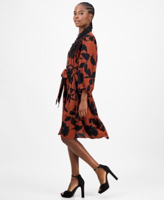 Petite Floral-Print Tiered Midi Dress