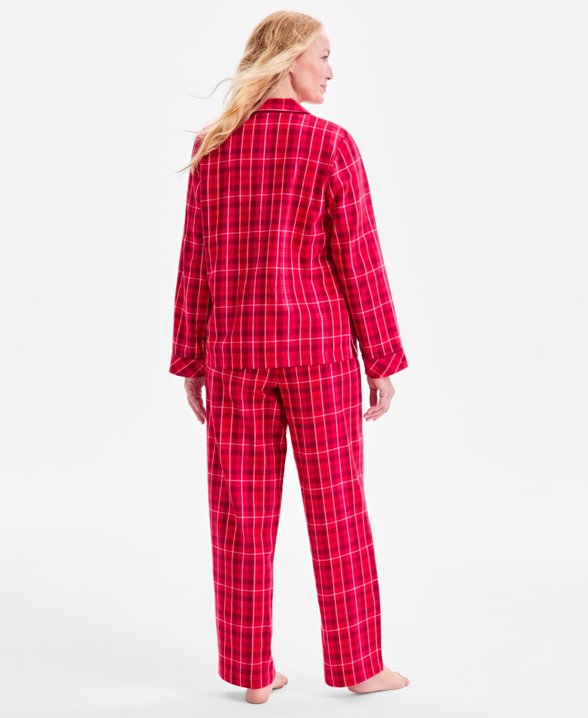 Charter Club Women's 2-pc. Cotton Flannel Packaged Pajamas Set, Created For Macy's In Red