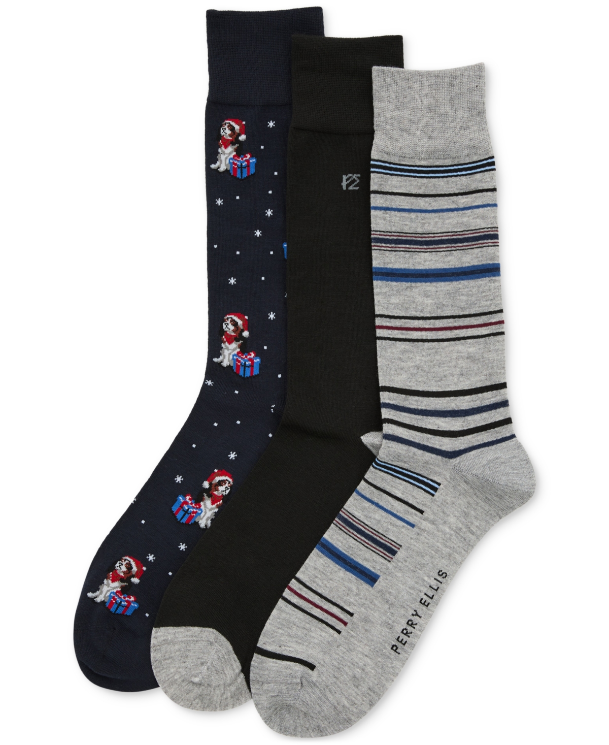 Perry Ellis Portfolio Men's 3pk. Mixed Patterned Socks In Multi