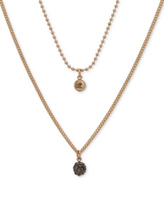 KARL LAGERFELD PARIS - Pav&eacute; Fireball & Logo Bead Layered Pendant Necklace, 16" + 3" extender