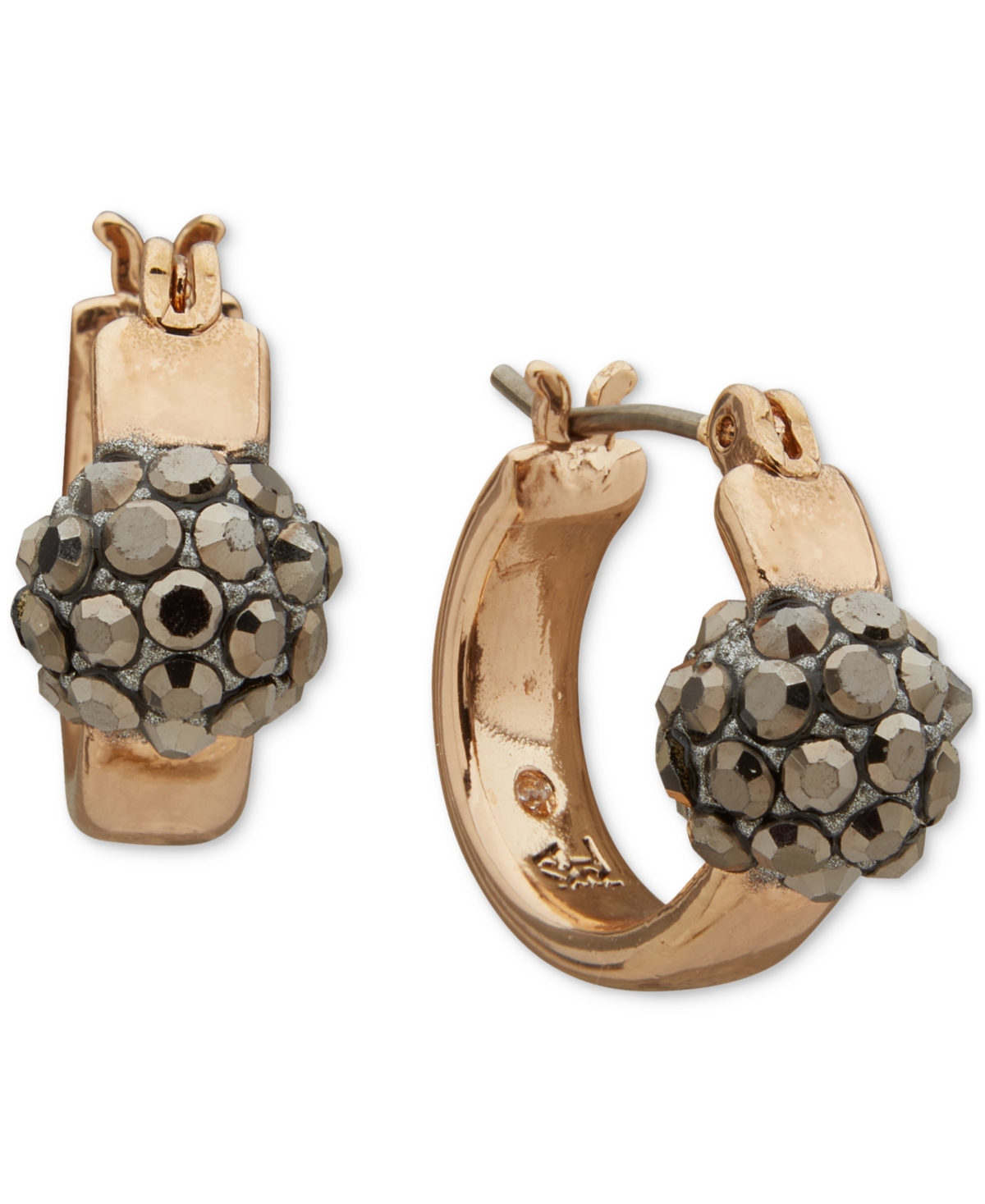Karl Lagerfeld Small Pave Fireball Hoop Earrings, 0.68"