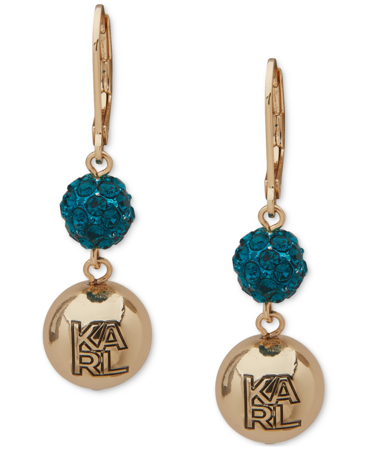 Karl Lagerfeld Crystal Double Drop Earrings In Blue