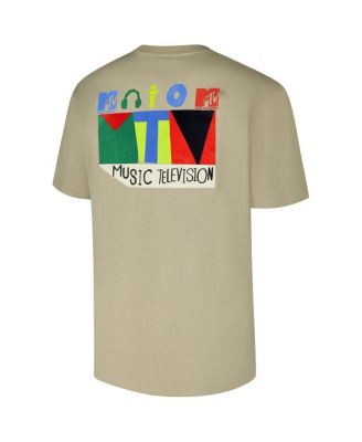 Men's Tan MTV Color Blocking Loose Fit T-Shirt