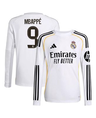 adidas - Big Boys and Girls Kylian Mbapp&eacute; White Real Madrid 2025/26 Home Replica Long Sleeve Jersey