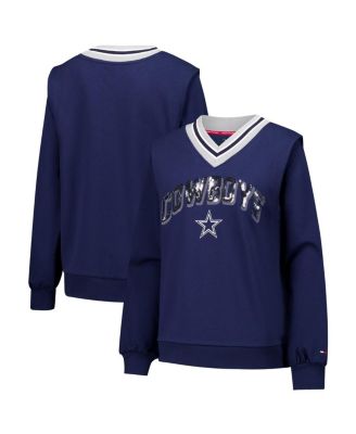 Tommy Hilfiger - Women's Navy Dallas Cowboys Alice V-Neck Pullover Sweatshirt