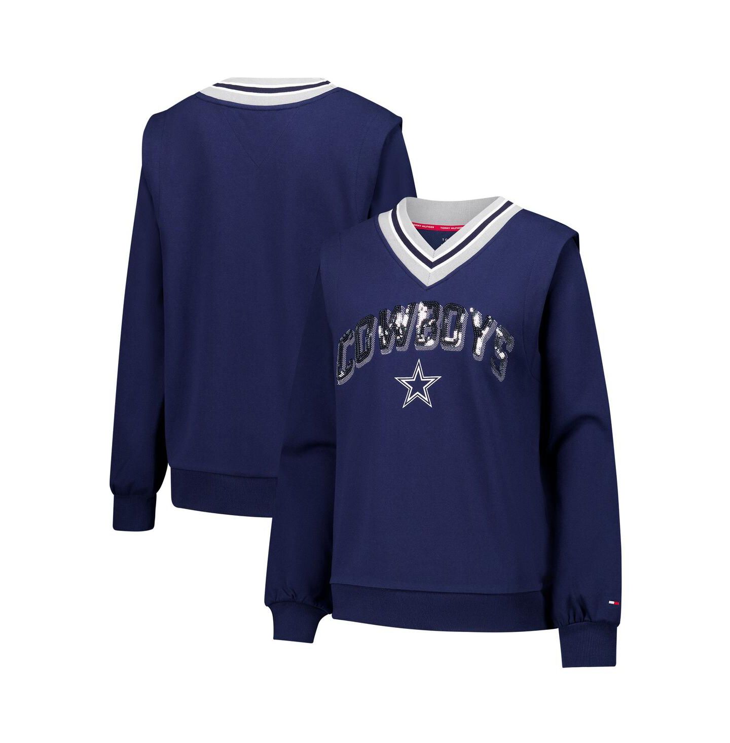 Женские толстовки Tommy Hilfiger Navy Dallas Cowboys Alice V-Neck Pullover — фото 1