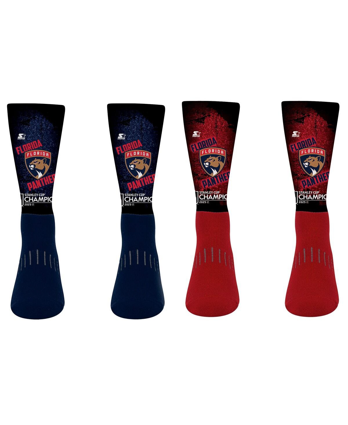 Men's and Women's 2-Piece Florida Panthers 2025 Stanley Cup Champions Blackout Crew Socks Set - Navy