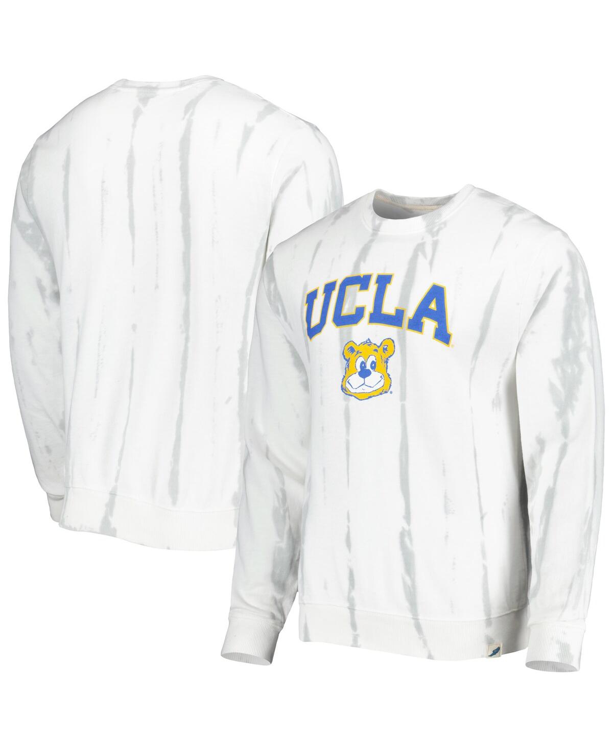 Men's White/Silver Ucla Bruins Classic Arch Dye Terry Pullover Sweatshirt - White, Silver