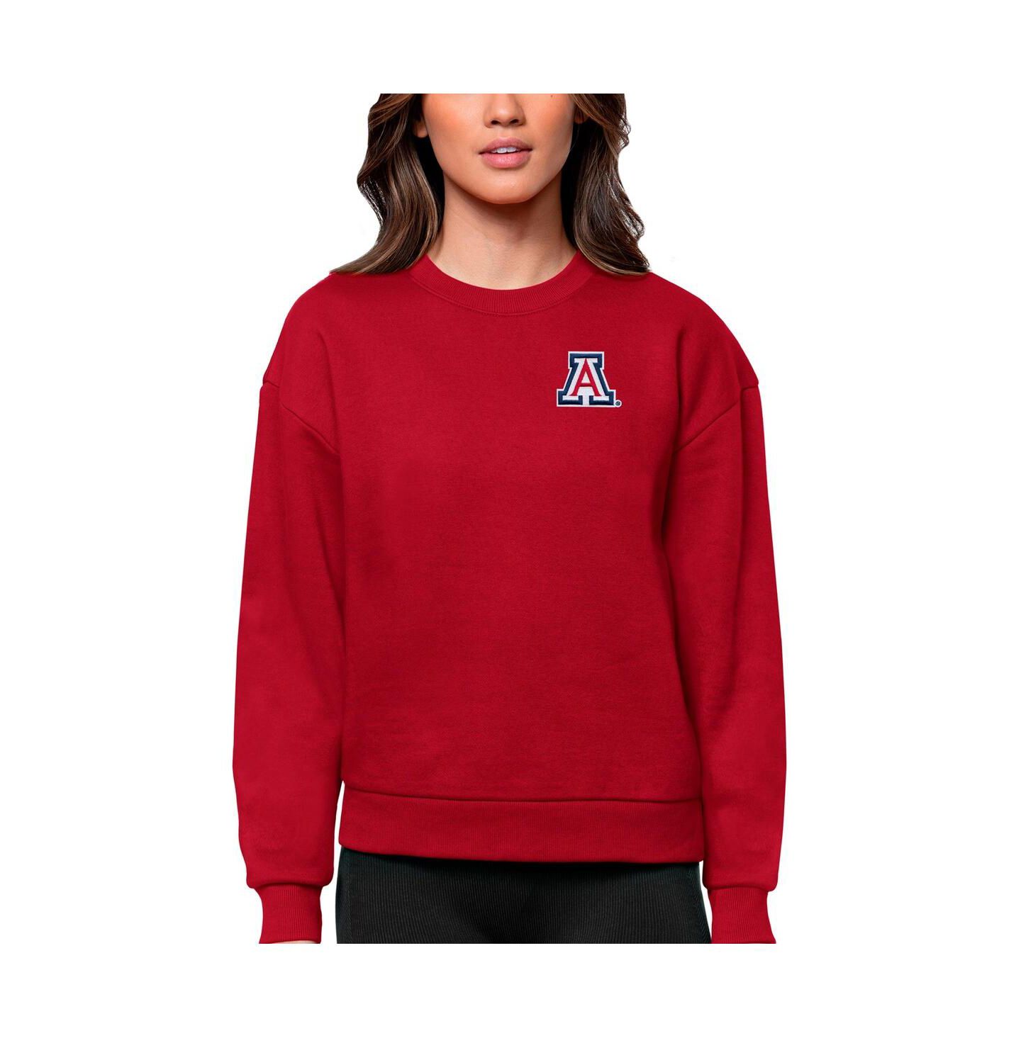 Женская толстовка Antigua Red Arizona Wildcats Logo Victory Crewneck Pullover — фото 1
