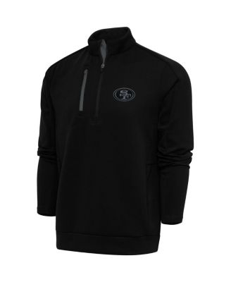 Antigua - Men's Black San Francisco 49ers Tonal Logo Generation Quarter-Zip Pullover Sweatshirt