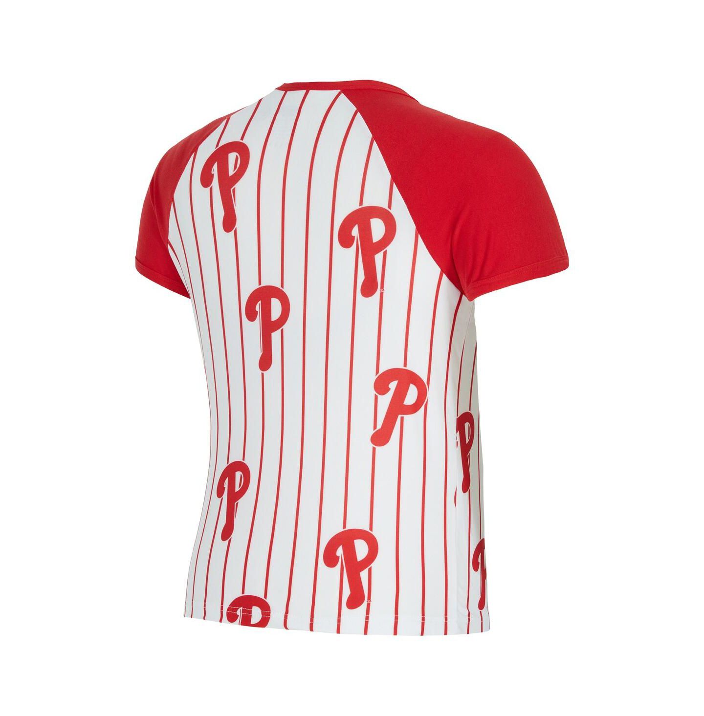 Женский топ Concepts Sport White Philadelphia Phillies Outbound Pinstripe Raglan — фото 3