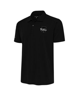 Antigua - Men's Black Philadelphia Phillies Metallic Tribute Polo Shirt