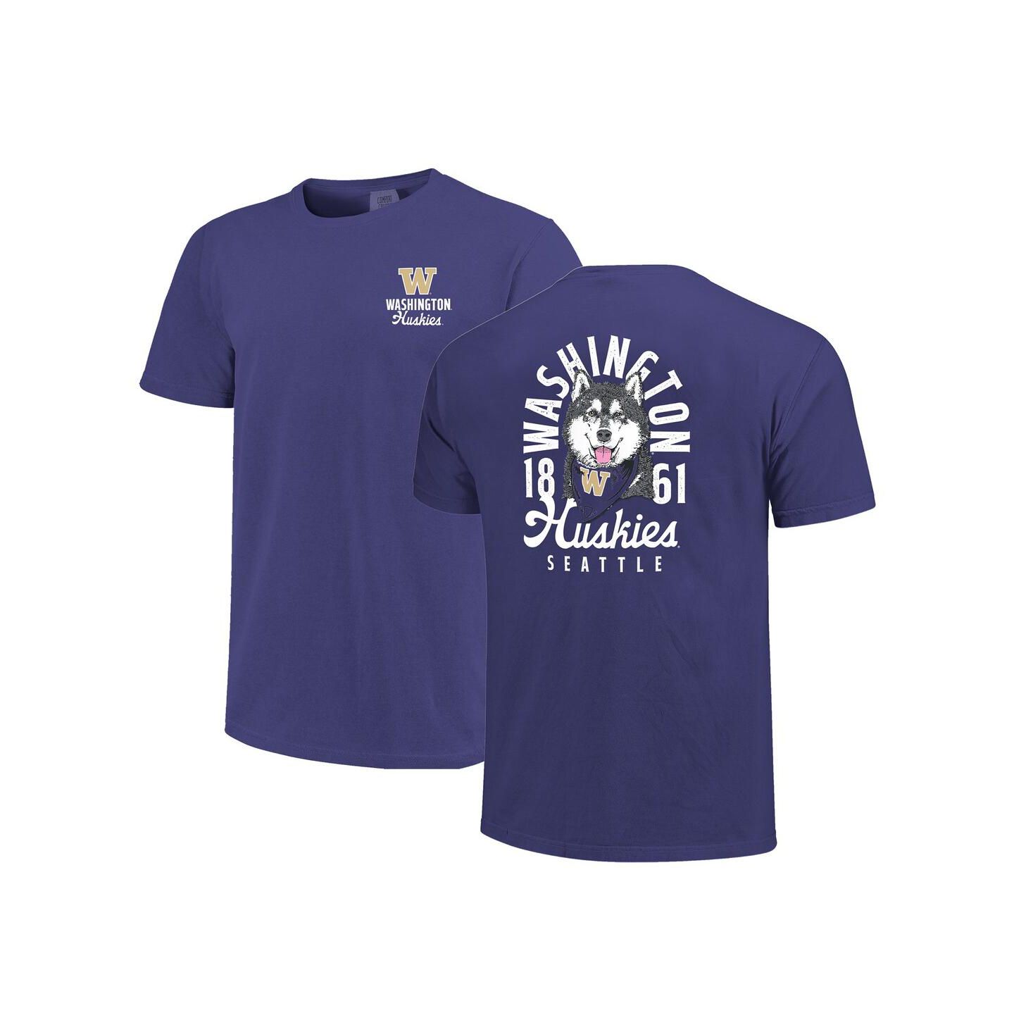 Мужская футболка Image One Purple Washington Huskies Comfort Colors Mascot Overlay — фото 1