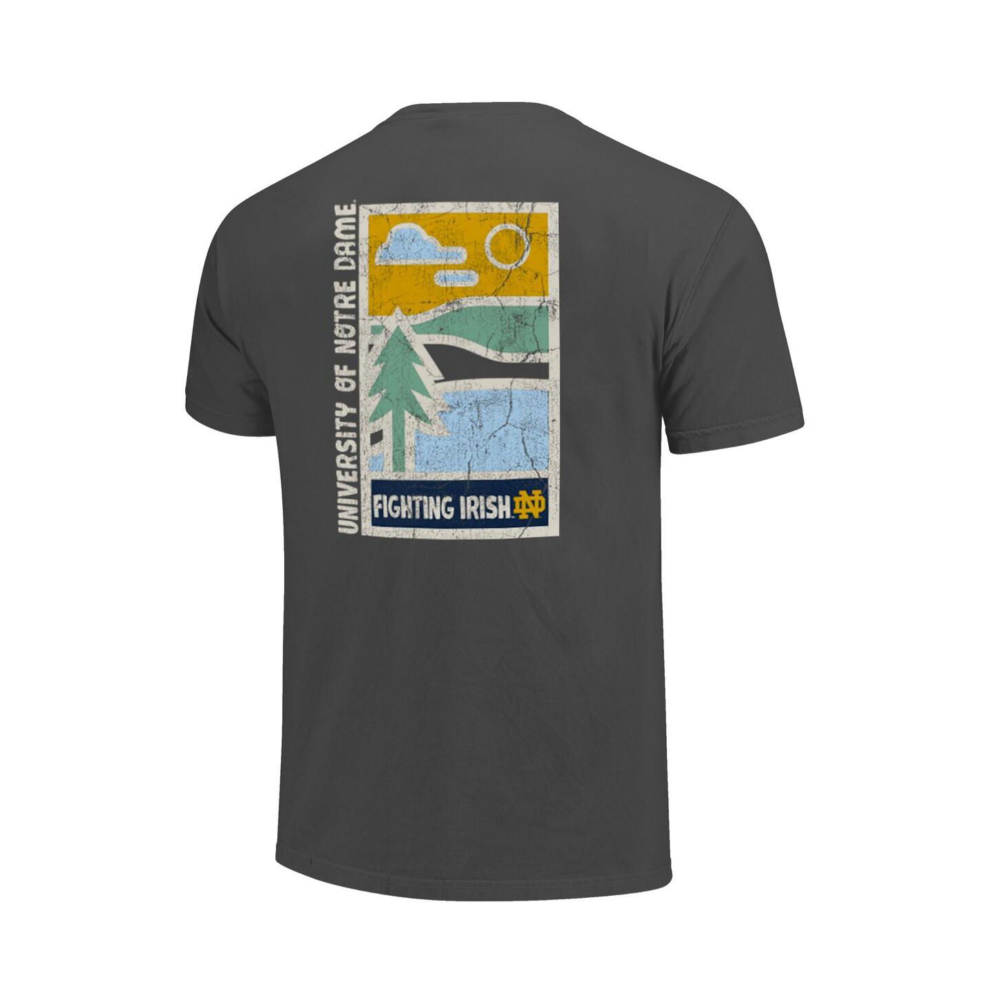 Мужская футболка Image One Graphite Notre Dame Fighting Irish Comfort Colors Minimal Vista Distressed Graphics — фото 3