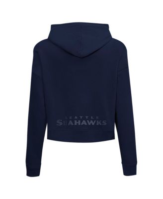 Women's College Navy Seattle Seahawks Jeweled Cropped Pullover Hoodie