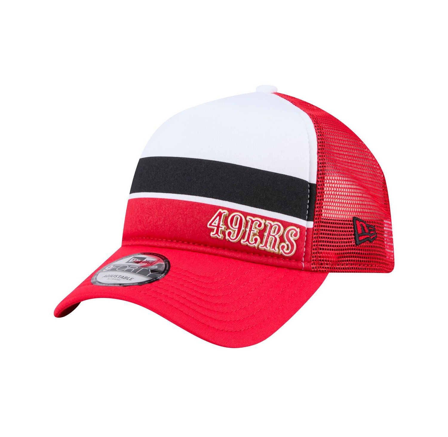 Men's White/Scarlet San Francisco 49ers Sport Night Color Block 9FORTY A-Frame Trucker Adjustable Hat