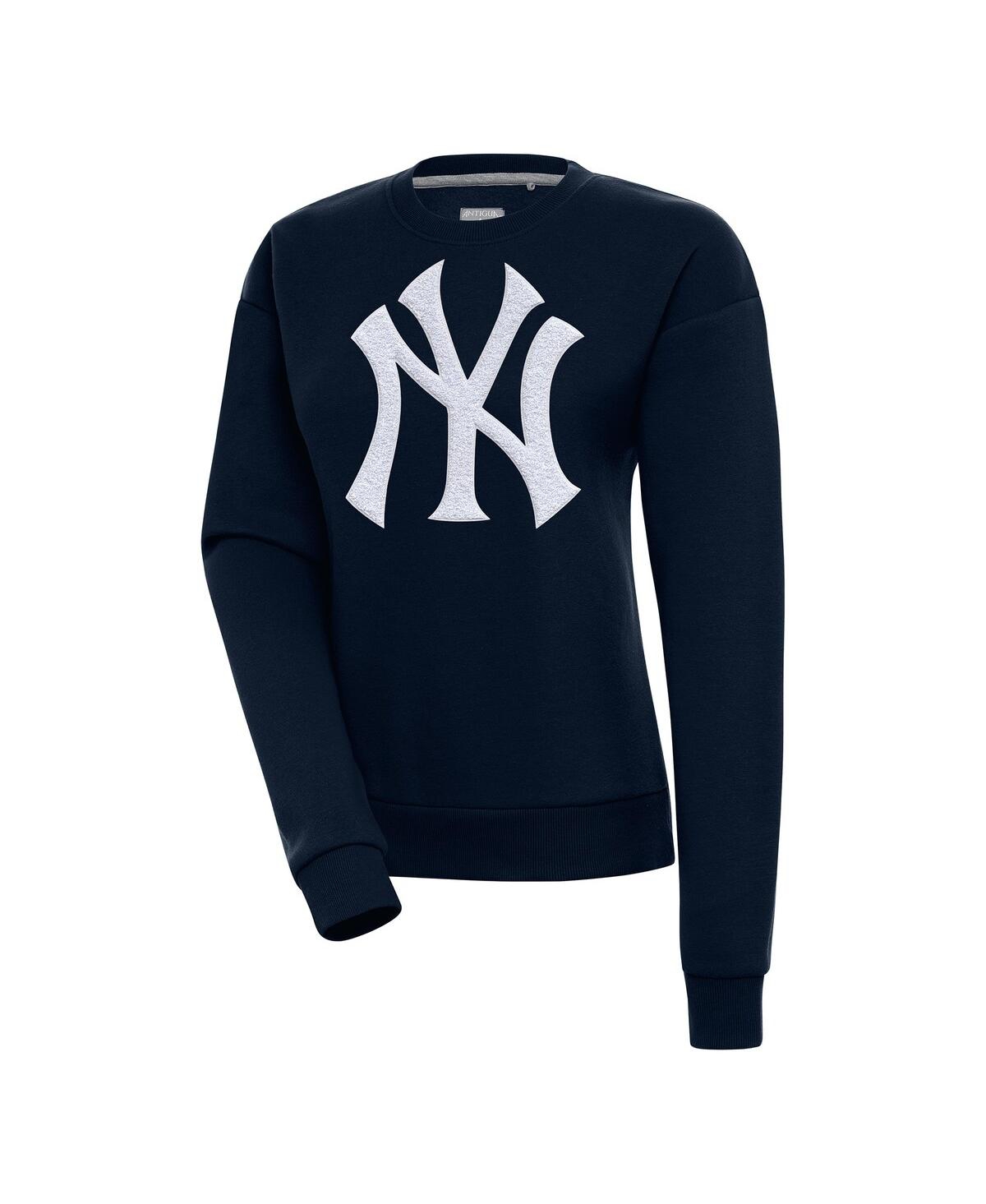 Women's Navy New York Yankees Victory Chenille Pullover Sweatshirt - Navy