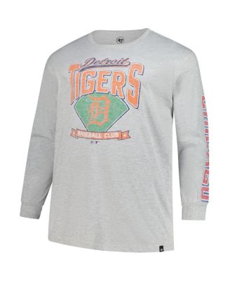 Men's Gray Detroit Tigers Big Tall Distressed Franklin Long Sleeve T-Shirt