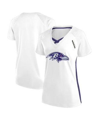 Fanatics - Women's White Baltimore Ravens Plus Size Glitter Lace-Up V- Neck T-Shirt