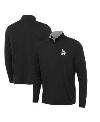 Antigua - Men's Black Los Angeles Dodgers Content Quarter-Zip Hoodie