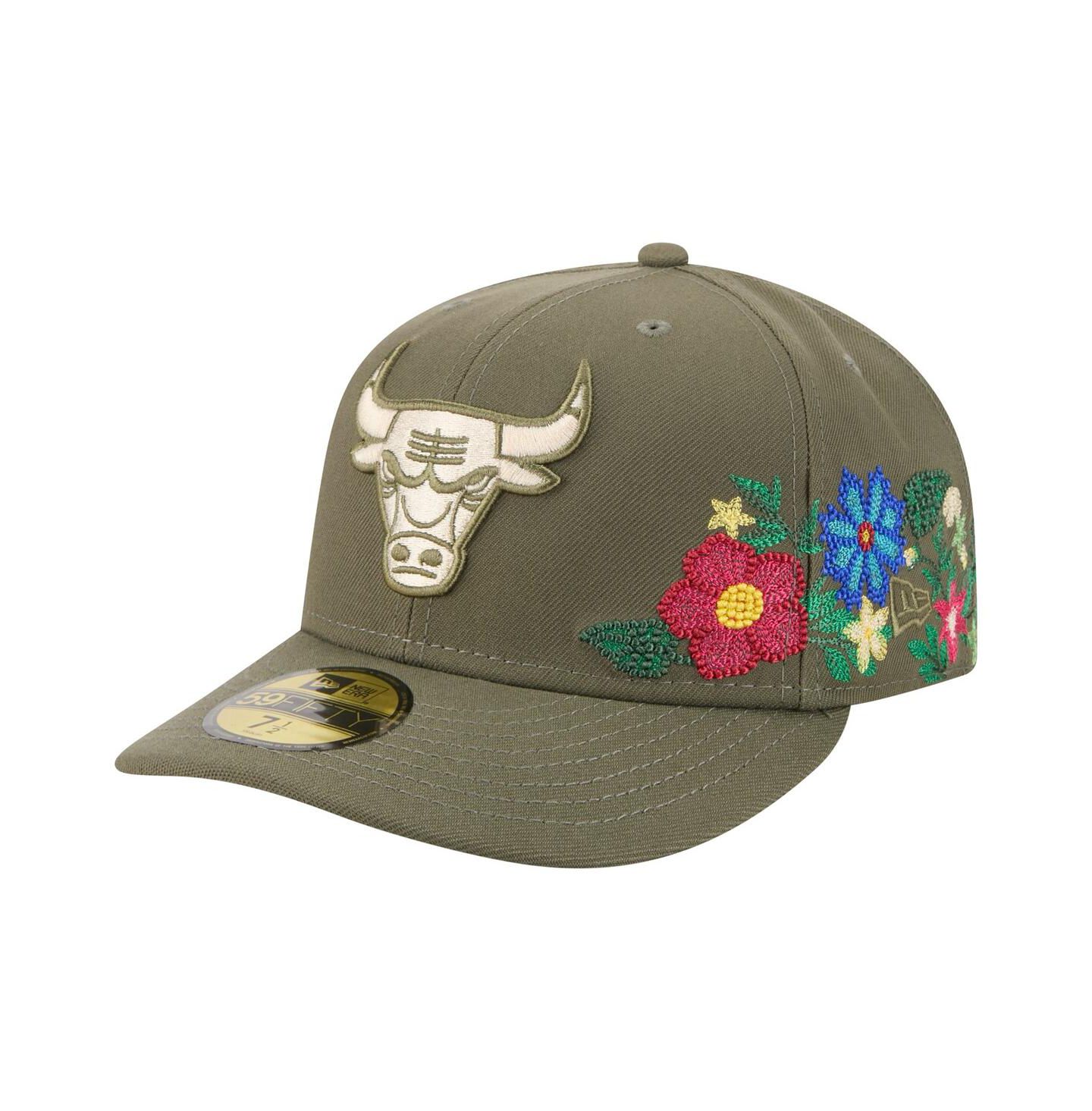 Мужская кепка New Era Olive Chicago Bulls Tonal Florals 59FIFTY Fitted Hat — фото 1