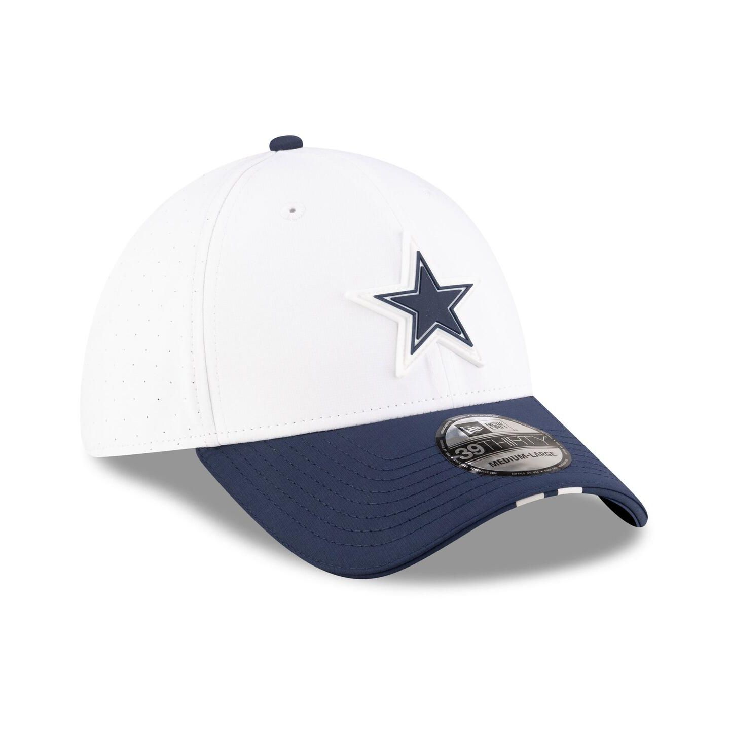 Мужская кепка New Era White/Navy Dallas Cowboys 2025 NFL Training Camp 39THIRTY Flex Hat — фото 3