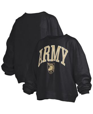Pressbox - Women's Black Army Black Knights Janise Arch Over Logo Waist Length Oversized Pullover Sweatshirt