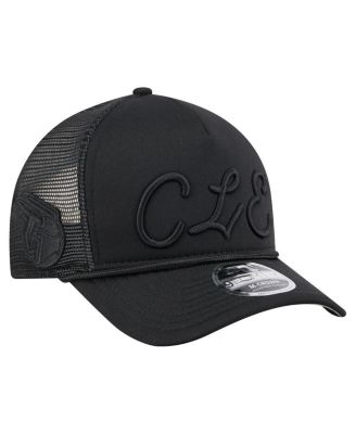 Men's Black Cleveland Guardians City Initial 9FORTY A-Frame M-Crown Adjustable Trucker Hat