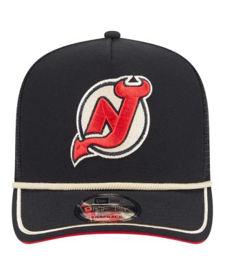 Men's Black New Jersey Devils Vintage Team Rope A-Frame 9FIFTY Snapback Hat