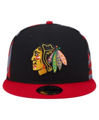 Men's Black/Red Chicago Blackhawks Camo Meshback 9FIFTY Snapback Hat