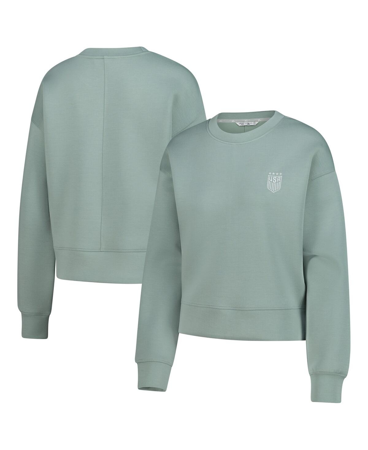 Women's Green Uswnt Luxe Sponge Tri-Blend Pullover Sweatshirt - Green