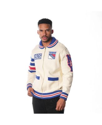 The Wild Collective - Men's and Women's Cream New York Rangers Jacquard Full zip Sweater