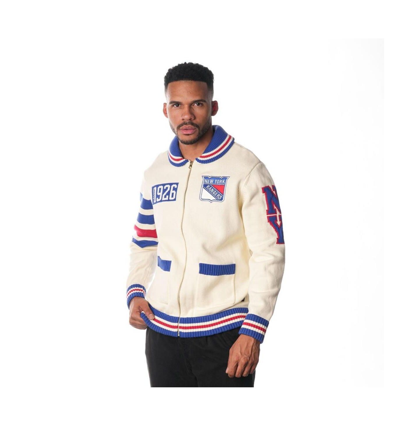 Мужской свитер The Wild Collective and Cream New York Rangers Jacquard Full Zip — фото 1