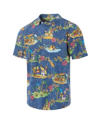 Men's Navy The Simpsons Hawaiian Vacation Tailored Button-Down Shirt