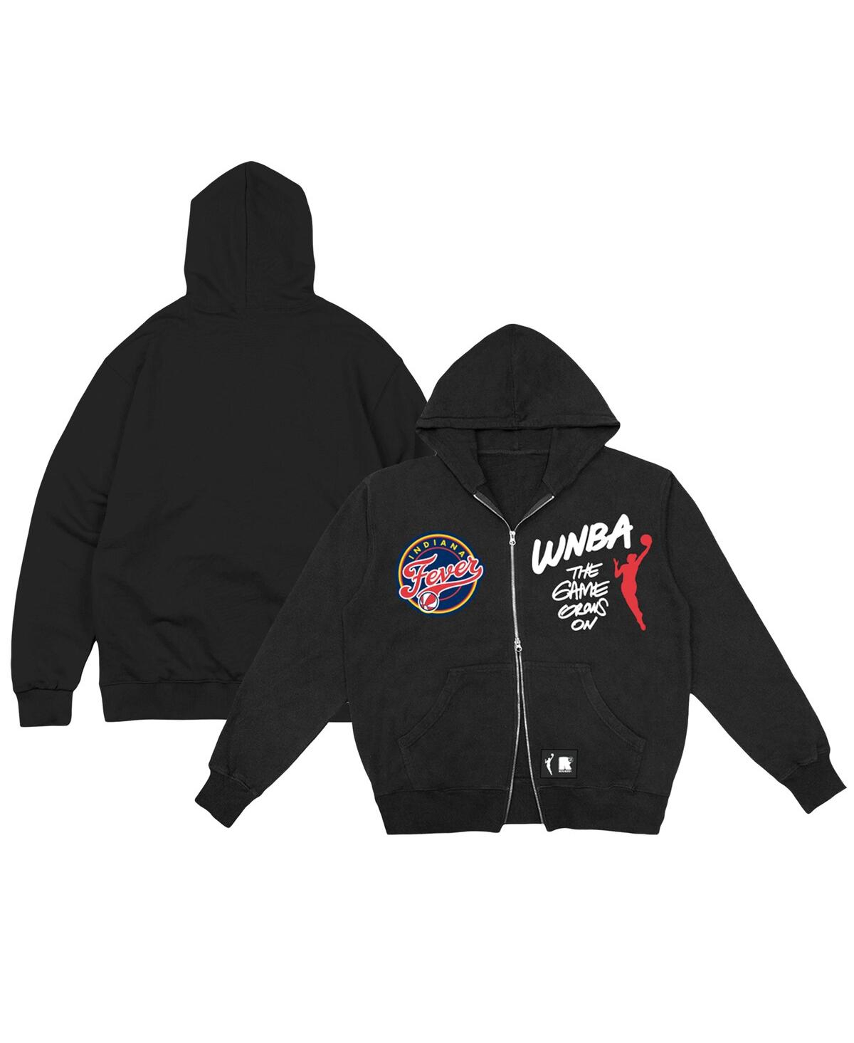 Men's and Women's Black Indiana Fever Double-Zip Hoodie - Black
