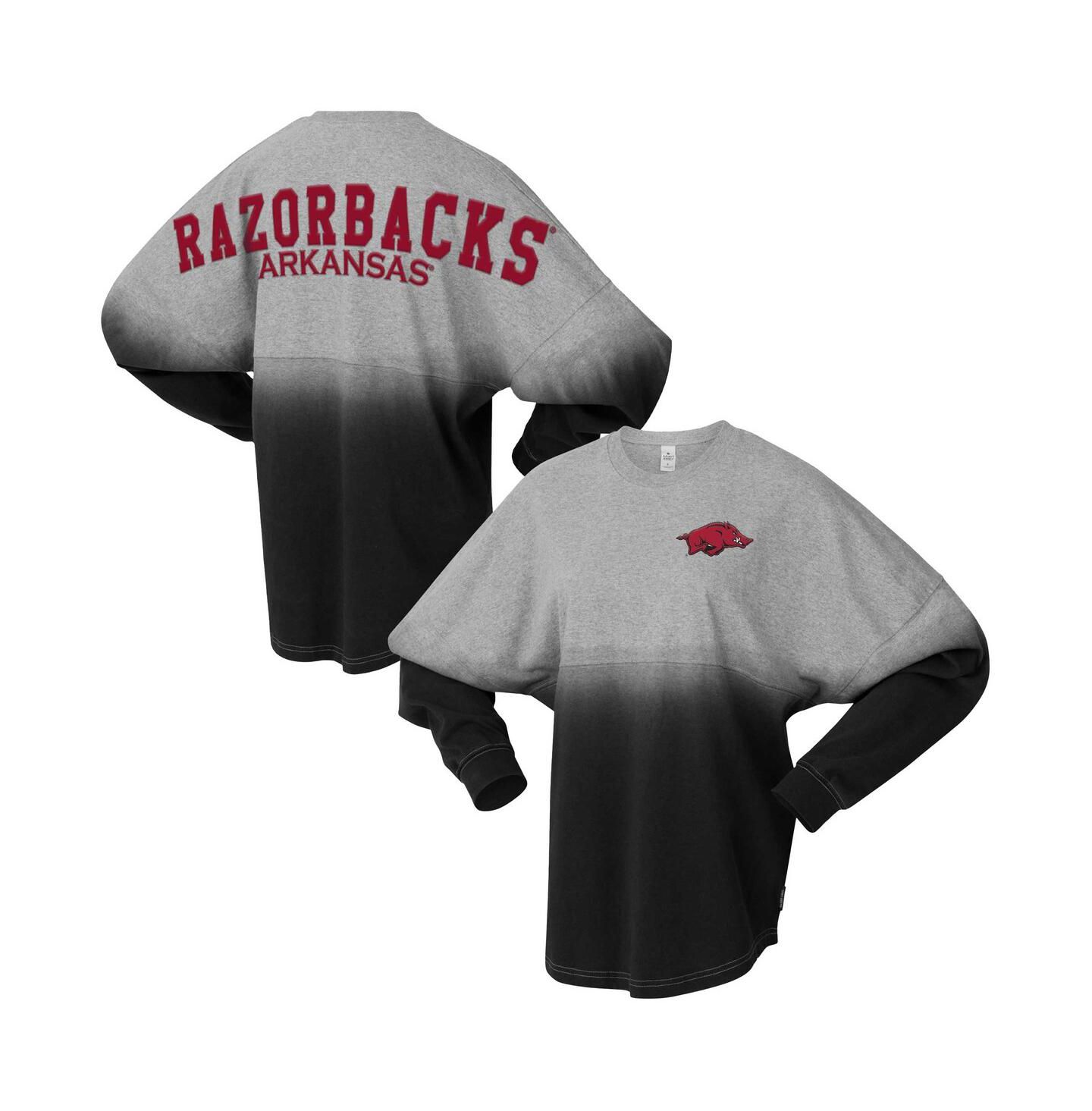 Футболка Spirit Jersey Black/Gray Arkansas Razorbacks Ombre Long Sleeve — фото 1