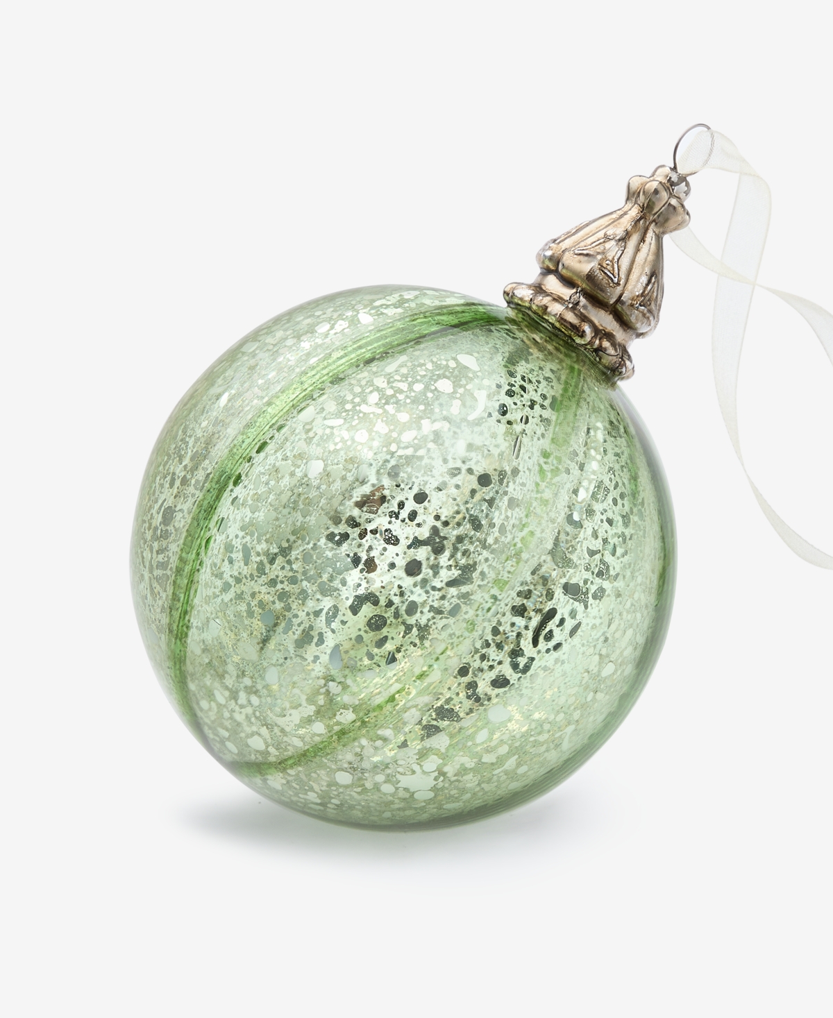 Holiday Lane Enchanted Emerald Green And Silver Ball Ornament, Macy's Exclusive In Transparent
