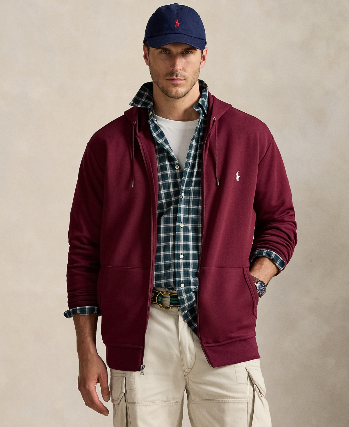 Polo Ralph Lauren Bordeaux Sweatshirt With Drawstring Hood And Pony Embroidery On The Front In Burgundy